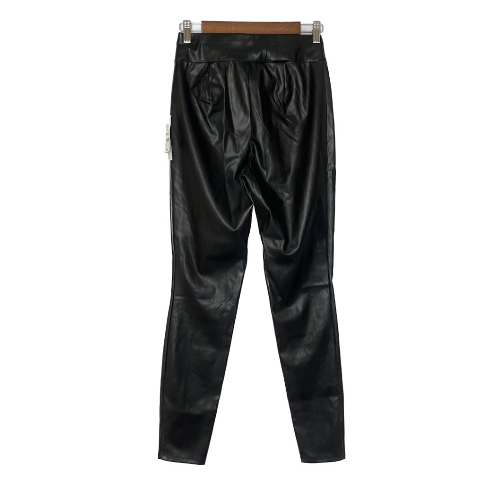 ❌ SOLD NWT - BAR III WOMEN'S SLIT-HEM FAUX-LEATHER DEEP BLACK LEGGINGS, SIZE S - Picture 5 of 5